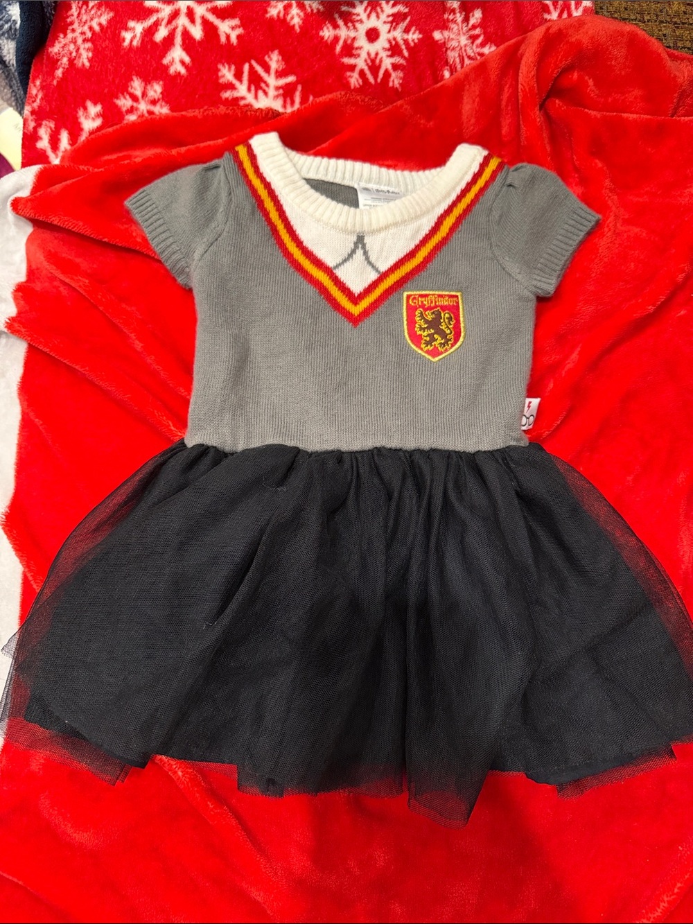 Warner Bros. Gray, White & Red Knit Baby Sweater with Crest